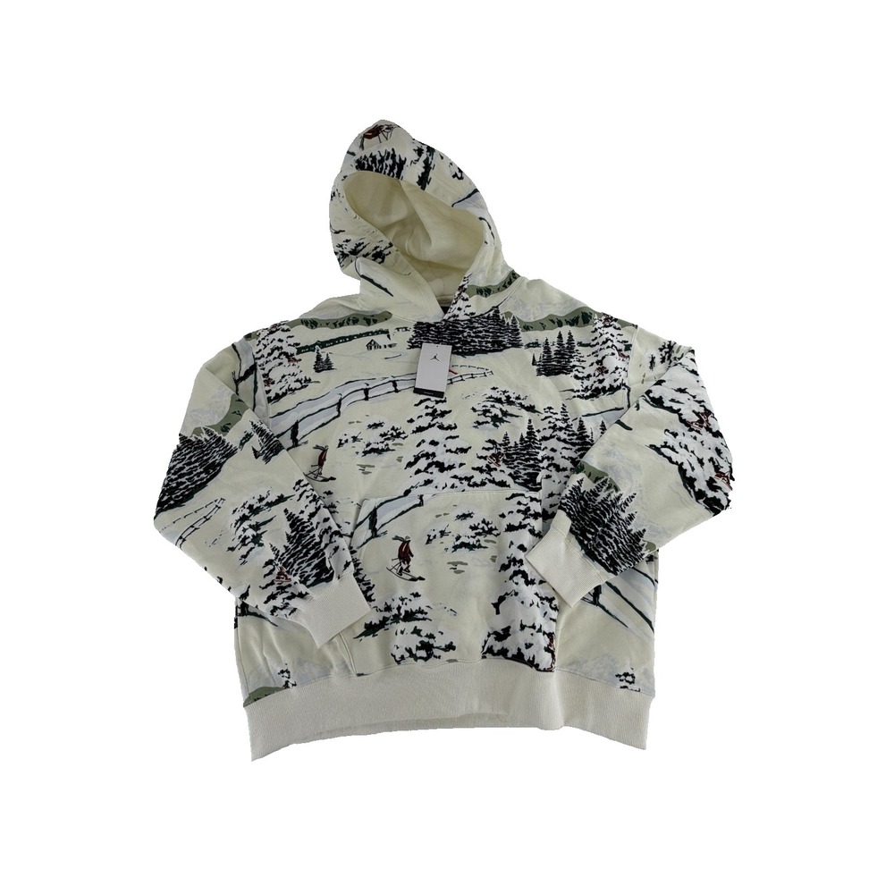 Nike Jordan Brooklyn Fleece Hoodie Sail Winter Print HV1050-133 Mens XL NWT